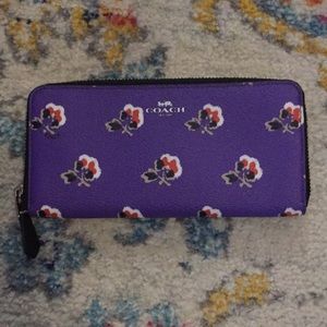 Purple Coach Wallet with Floral Print